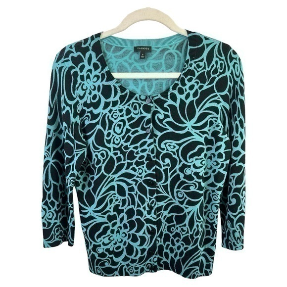 Talbots Sweater Womenâs Small Cardigan Lightweight Summer Office 3/4 Sleeve